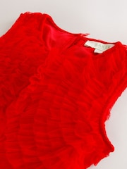 Baker by Ted Baker Red Mesh Tiered Dress - Image 13 of 13