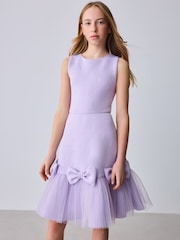 Flieder-Violett - Baker by Ted Baker Mesh 3D Bow Hem Embossed Scuba Kleid - Bild 4 von 14