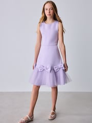 Flieder-Violett - Baker by Ted Baker Mesh 3D Bow Hem Embossed Scuba Kleid - Bild 5 von 14