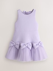 Flieder-Violett - Baker by Ted Baker Mesh 3D Bow Hem Embossed Scuba Kleid - Bild 9 von 14