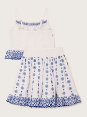 Monsoon White Floral Broderie Cami 100% Cotton Top and Skirt Set - Image 2 of 3