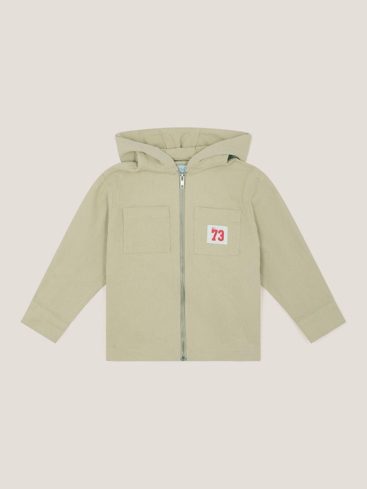 Monsoon Green Hooded Twill Zip-Up 100% Cotton Jacket - Image 1 of 3
