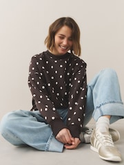 Chocolate Brown Polka Dot Sweatshirt - Image 3 of 5