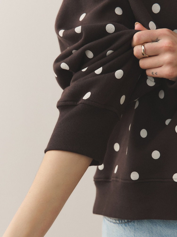Chocolate Brown Polka Dot Sweatshirt - Image 5 of 5