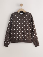 Chocolate Brown Polka Dot Sweatshirt - Image 6 of 8