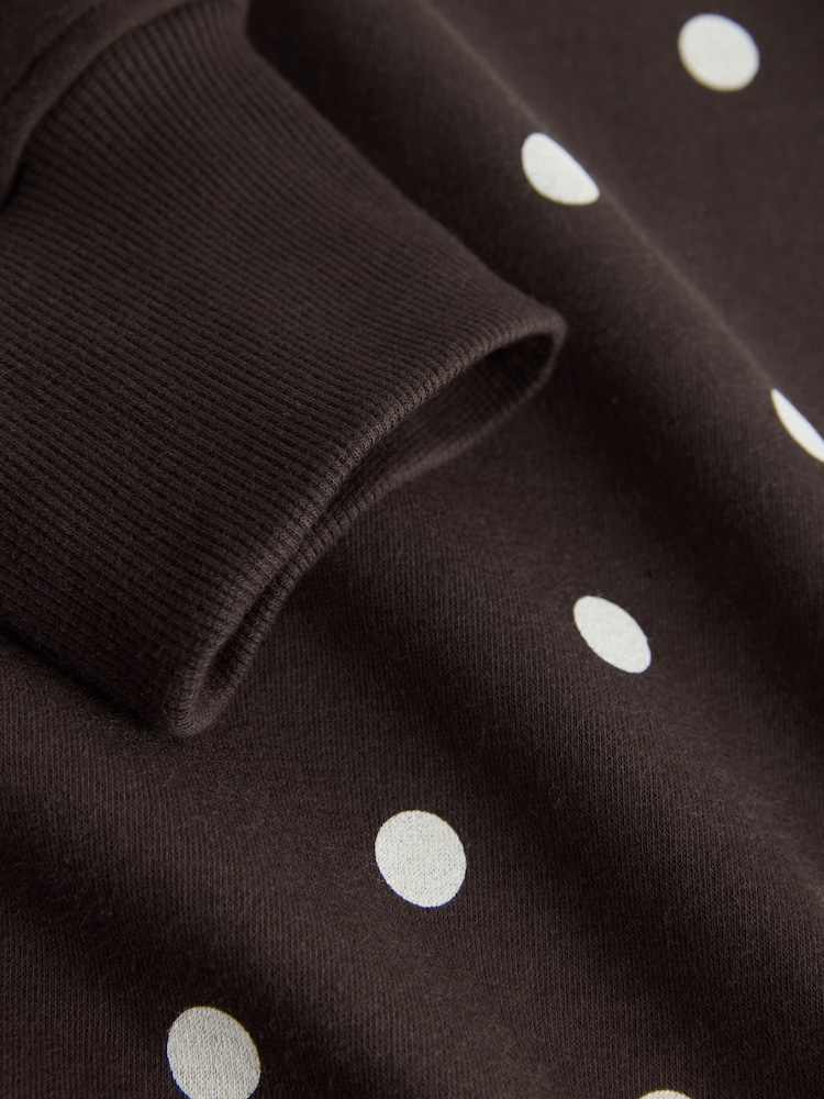 Chocolate Brown Polka Dot Sweatshirt - Image 8 of 8 Chocolate Brown Polka Dot Sweatshirt - Image 8 of 8