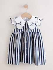 Navy Sleeveless Collar Summer Dress (3mths-7yrs) - Image 1 of 5