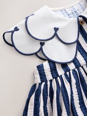 Navy Sleeveless Collar Summer Dress (3mths-7yrs) - Image 3 of 5