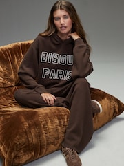 Chocolate Brown Compact Cosy Graphic Long Sleeve Hoodie - Image 4 of 8