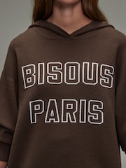Chocolate Brown Compact Cosy Graphic Long Sleeve Hoodie - Image 5 of 8