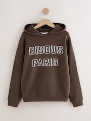 Chocolate Brown Compact Cosy Graphic Long Sleeve Hoodie - Image 6 of 8