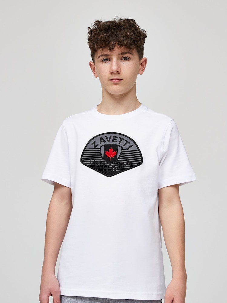 Zavetti Canada Juniors 100% Cotton Botticini Reflective White T-Shirt - Image 1 of 5