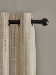 Natural Thatched Linen Look Stripe Blackout/Thermal Eyelet Curtains - Image 1 of 7