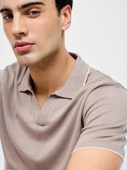 French Connection Natural 100% Cotton Trophy Knit Short Sleeve Open Collar Polo Top - Image 2 of 6