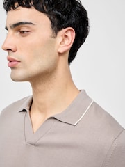 French Connection Natural 100% Cotton Trophy Knit Short Sleeve Open Collar Polo Top - Image 3 of 6