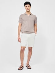 French Connection Natural 100% Cotton Trophy Knit Short Sleeve Open Collar Polo Top - Image 5 of 6
