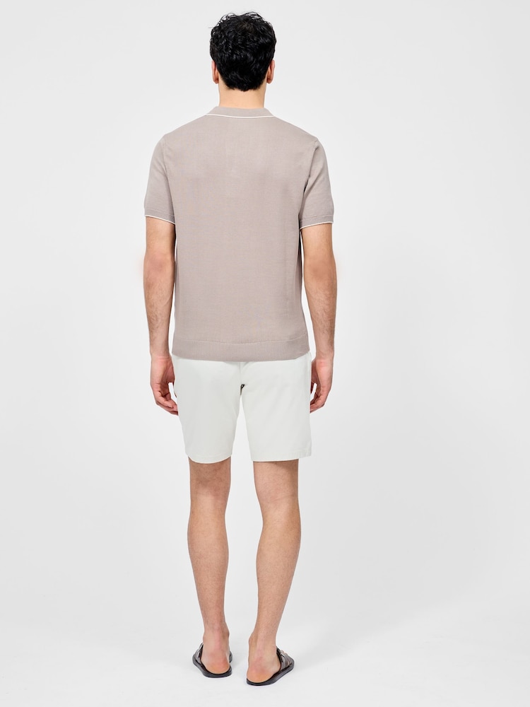 French Connection Natural 100% Cotton Trophy Knit Short Sleeve Open Collar Polo Top - Image 6 of 6