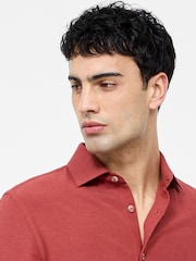 French Connection Red Blend Chest Pocket Short Sleeve Button Up Shirt - Image 3 of 6