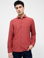 French Connection Red Blend Chest Pocket Short Sleeve Button Up Shirt - Image 4 of 6