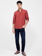 French Connection Red Blend Chest Pocket Short Sleeve Button Up Shirt - Image 5 of 6