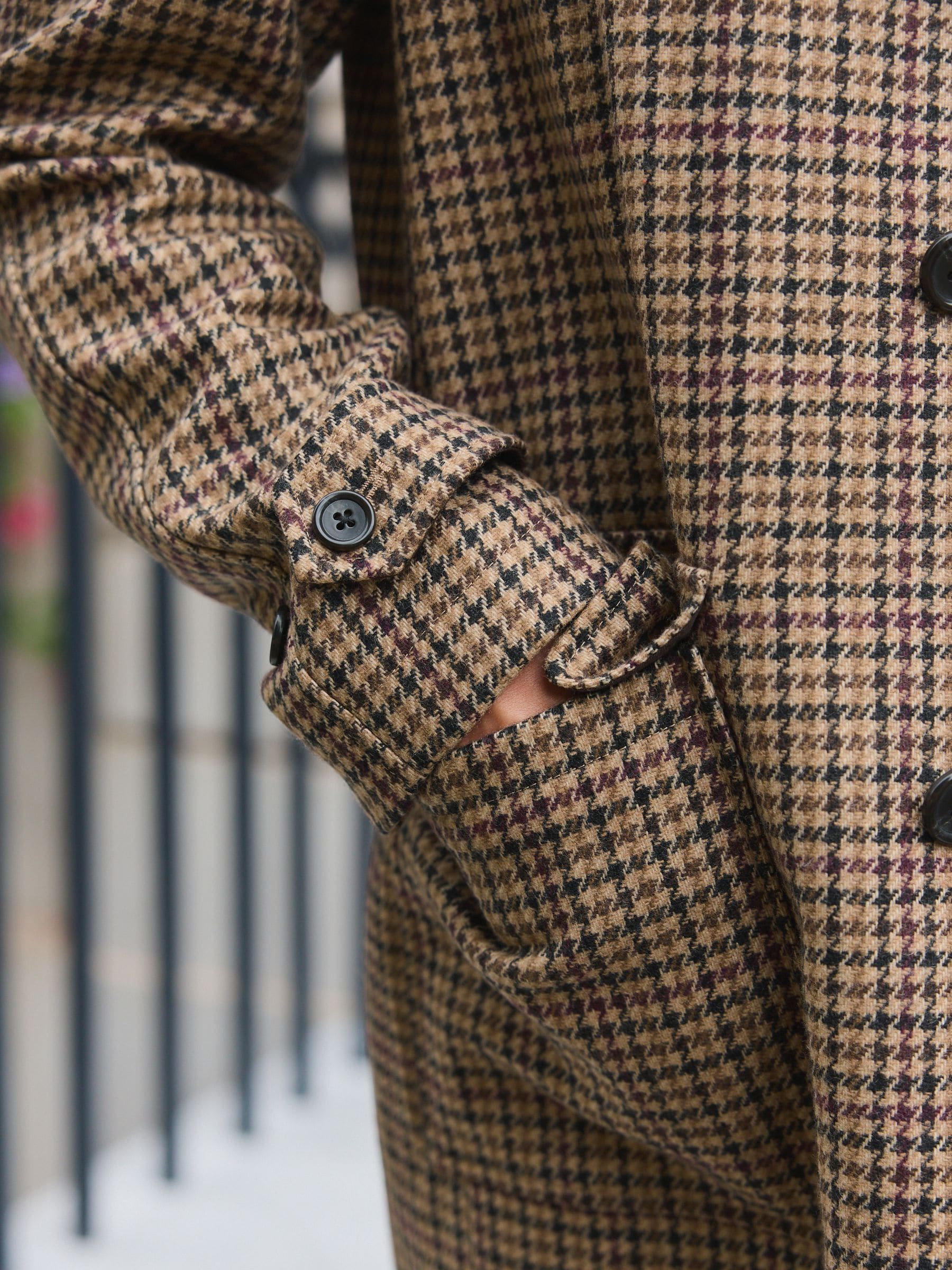 Buy Neutral Wool Rich Italian Fabric Dogtooth Check Coat from Next
