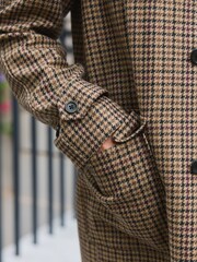 Neutro - Wool Rich Italian Fabric Dogtooth Check Mac - Imagem 5 de 9