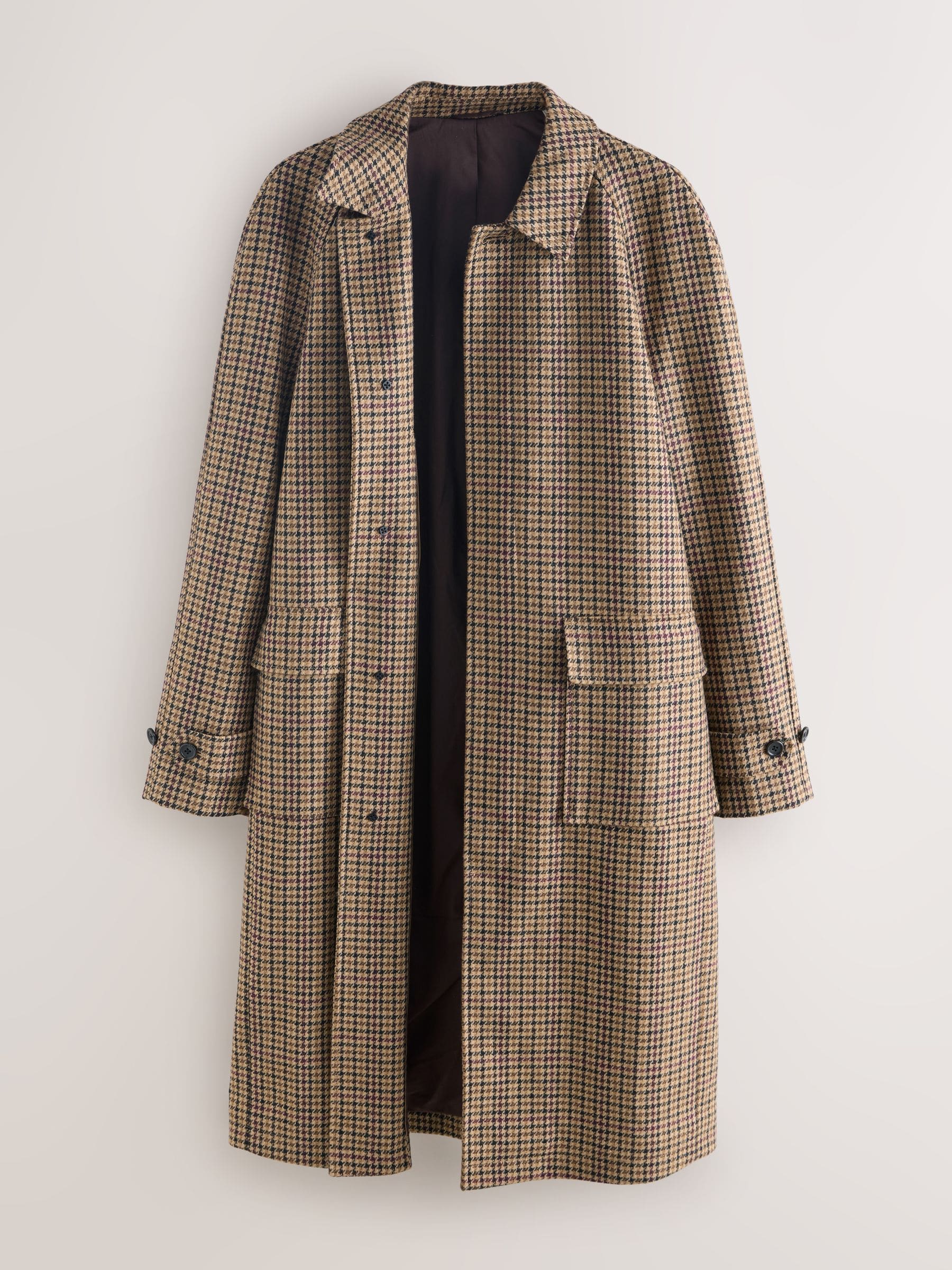 Buy Neutral Wool Rich Italian Fabric Dogtooth Check Coat from the