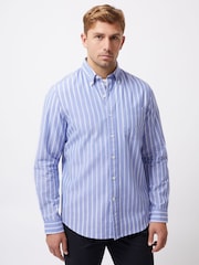 French Connection Blue 100% Cotton Chest Pocket Long Sleeve Stripe Button Up Shirt - Image 1 of 5