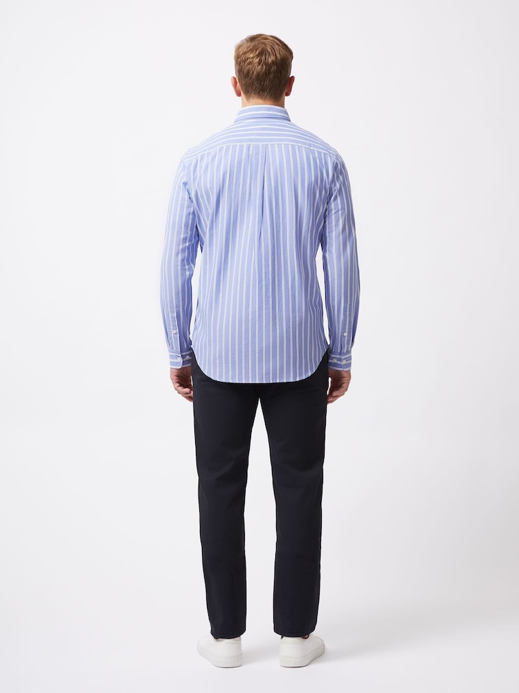 French Connection Blue 100% Cotton Chest Pocket Long Sleeve Stripe Button Up Shirt - Image 2 of 5