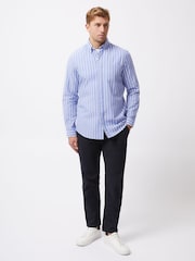 French Connection Blue 100% Cotton Chest Pocket Long Sleeve Stripe Button Up Shirt - Image 3 of 5