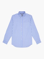 French Connection Blue 100% Cotton Chest Pocket Long Sleeve Stripe Button Up Shirt - Image 5 of 5