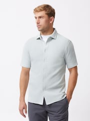 French Connection Green Blend Stretch Crew Neck Short Sleeve Waffle Shirt - Image 1 of 5