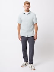 French Connection Green Blend Stretch Crew Neck Short Sleeve Waffle Shirt - Image 3 of 5