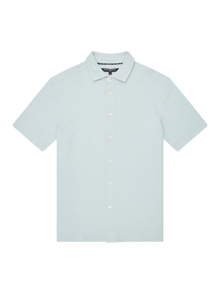 French Connection Green Blend Stretch Crew Neck Short Sleeve Waffle Shirt - Image 5 of 5