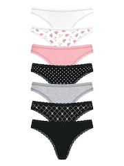 Victoria's Secret White/Pink/Black/Grey Thong 7 Pack Lace Trim Knickers - Image 1 of 2