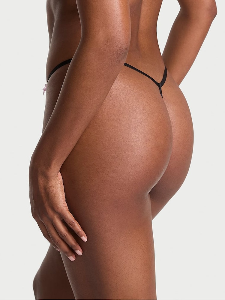 Victoria's Secret Black G String Wisteria Embroidery Knickers - Image 2 of 2