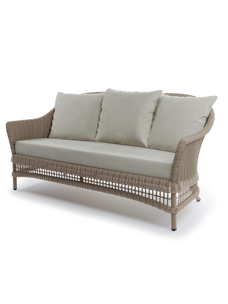 Laura Ashley Natural Carrdale Garden Rattan 2 Seater Sofa with Saunton Cushions - Image 2 of 4