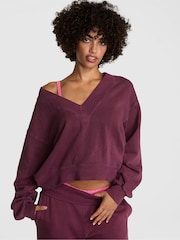 Victoria's Secret PINK Purple Rose Fleece Sweatshirt - Image 1 of 2
