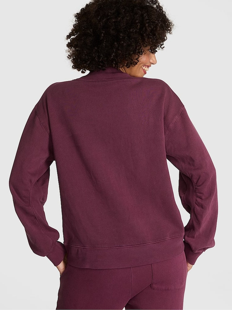 Victoria's Secret PINK Purple Rose Fleece Sweatshirt - Image 2 of 2