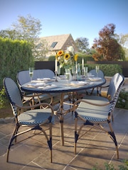 Laura Ashley Blue Riviera Garden 6 Seater Dining Table Chair and Be Set - Image 1 of 5
