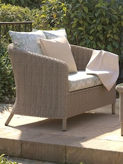Laura Ashley Cream Arley Garden Rattan Snuggler Chair with Parterre S Cushions - Image 1 of 4