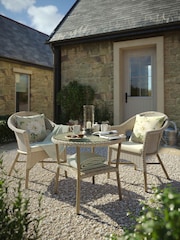Laura Ashley Natural Carrdale Garden Rattan Table and Chair Bis Cushions 3 Piece - Image 1 of 6