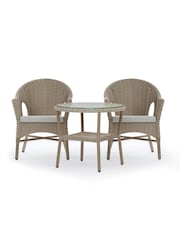 Laura Ashley Natural Carrdale Garden Rattan Table and Chair Bis Cushions 3 Piece - Image 2 of 6