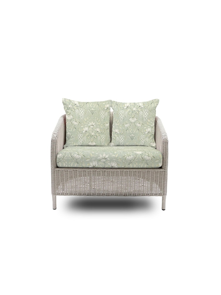 Laura Ashley Cream Arley Garden Rattan 2 Seater Sofa with Parterre Sa Cushions - Image 2 of 4