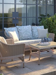 Laura Ashley Natural Carrdale Garden Rattan 2 Seater Sofa with Parterre Cushions - Image 1 of 4