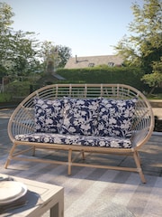 Laura Ashley White Havana Garden Rattan 2 Seater Sofa with Rye Midnig Cushions - Image 1 of 4