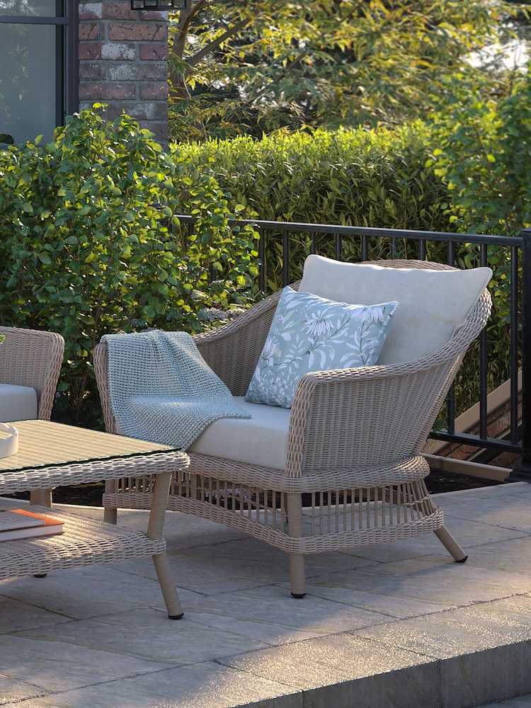 Laura Ashley Natural Carrdale Garden Rattan Chair with Saunton Cushions - Image 1 of 4