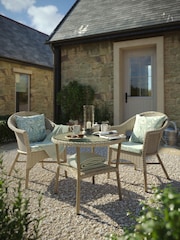 Laura Ashley Natural Carrdale Garden Rattan Table and Chair Bis Cushions 3 Piece - Image 1 of 3