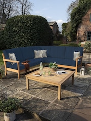Laura Ashley Natural Salcey Garden 2 Piece Teak Corner Sofa and Table S Cushions - Image 1 of 4
