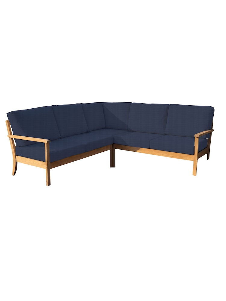 Laura Ashley Natural Salcey Garden 2 Piece Teak Corner Sofa and Table S Cushions - Image 2 of 4